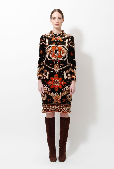 Exquisite Vintage Leonard '60s Graphic Velvet Shirt Dress - 1 Exquisite Vintage Leonard '60s Graphic Velvet Shirt Dress - 1