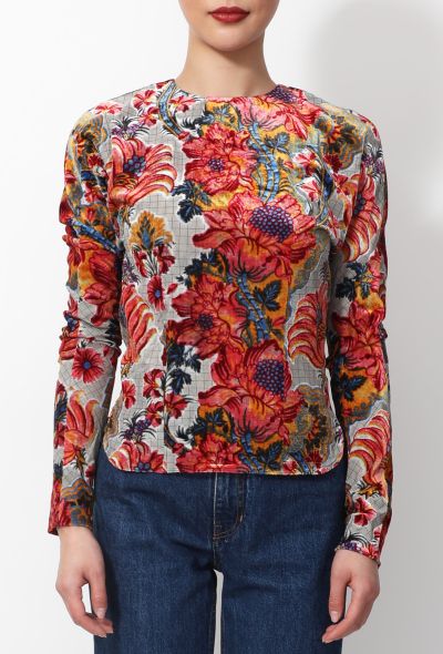 Louis Vuitton 2019 Checkered Floral Velvet Top - 1 Louis Vuitton 2019 Checkered Floral Velvet Top - 1