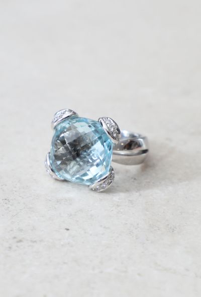 Vintage Fine Jewelry Mathon 18K Gold Aquamarine & Diamond Cocktail Ring - 1 Vintage Fine Jewelry Mathon 18K Gold Aquamarine & Diamond Cocktail Ring - 1