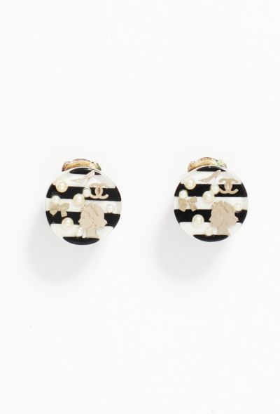 Chanel 2006 Icons Striped Clip Earrings - 1 Chanel 2006 Icons Striped Clip Earrings - 1