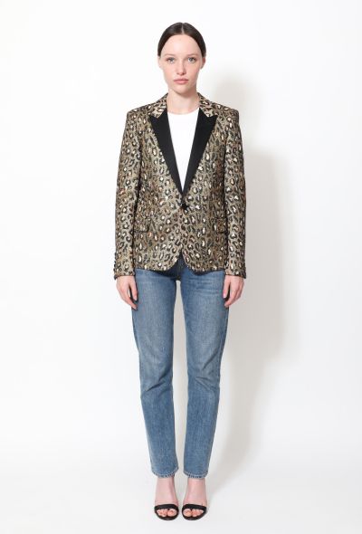 Saint Laurent 2015 Metallic Leopard Print Smoking Blazer - 1 Saint Laurent 2015 Metallic Leopard Print Smoking Blazer - 1