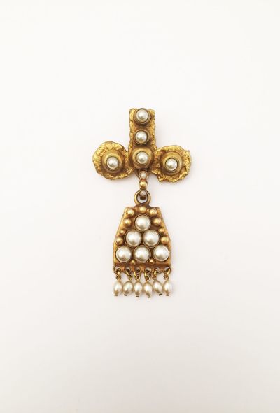 Exquisite Vintage Pearl Cross Brooch - 1 Exquisite Vintage Pearl Cross Brooch - 1