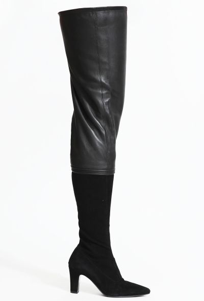 Chanel Thigh-High Leather Suede 'CC' Boots - 1 Chanel Thigh-High Leather Suede 'CC' Boots - 1