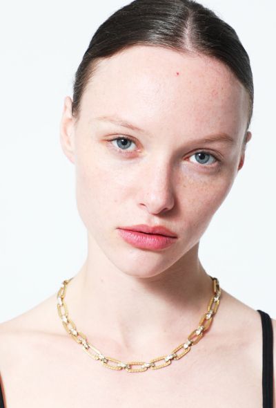 Vintage Fine Jewelry 18k Gold & Diamond Chainlink Necklace - 1