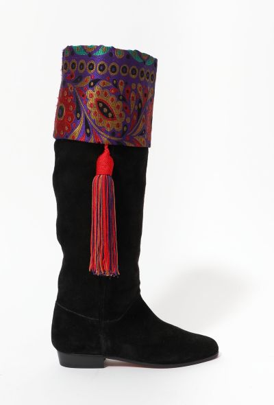 Saint Laurent RARE '70s Couture Embroidered Tassel Boot - 1 Saint Laurent RARE '70s Couture Embroidered Tassel Boot - 1
