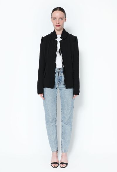 Saint Laurent Tom Ford Frayed Trim Silk Jacket - 1 Saint Laurent Tom Ford Frayed Trim Silk Jacket - 1