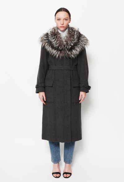 Saint Laurent 90s Belted Silver Fox Coat - 1 Saint Laurent 90s Belted Silver Fox Coat - 1