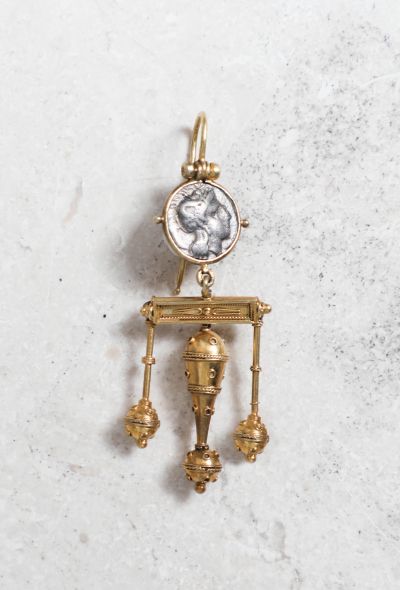 Vintage Fine Jewelry Antique Neo Etruscan 18k Gold Mono Earring - 1 Vintage Fine Jewelry Antique Neo Etruscan 18k Gold Mono Earring - 1