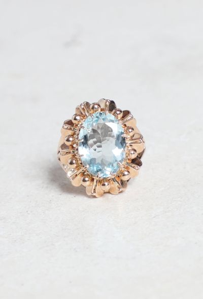 Vintage Fine Jewelry 18k Rose Gold & Aquamarine Cocktail Ring - 1 Vintage Fine Jewelry 18k Rose Gold & Aquamarine Cocktail Ring - 1