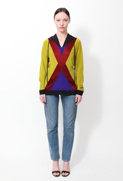 Jean Paul Gaultier 2007 Colorblock Hooded Silk Top - 1 Jean Paul Gaultier 2007 Colorblock Hooded Silk Top - 1