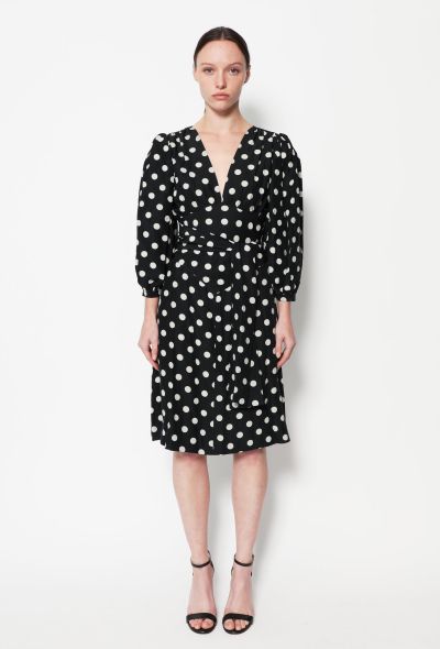 Saint Laurent 70s Polka Dot Belted Silk Dress - 2 Saint Laurent 70s Polka Dot Belted Silk Dress - 2