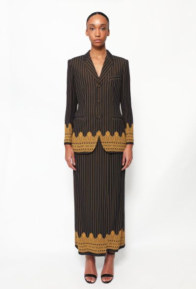 Jean Paul Gaultier RARE S/S 1997 Pinstripe Jacquard Ensemble - 2 Jean Paul Gaultier RARE S/S 1997 Pinstripe Jacquard Ensemble - 2