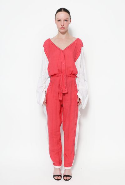 Thierry Mugler 80s Bicolor Linen Jumpsuit - 1 Thierry Mugler 80s Bicolor Linen Jumpsuit - 1