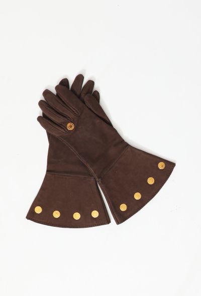 Hermès Coin Wide-Cuff Suede Gloves - 1 Hermès Coin Wide-Cuff Suede Gloves - 1
