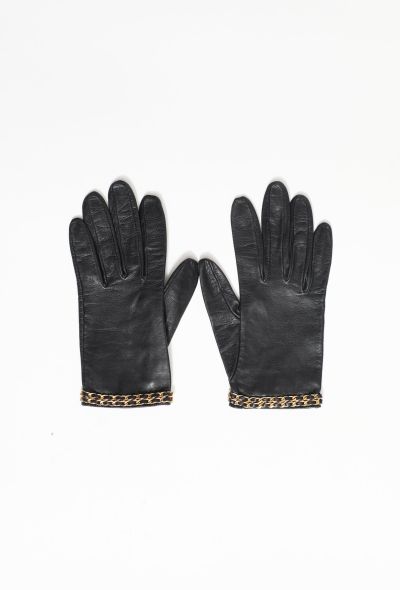 Chanel Chainlink Trim Leather Gloves - 1 Chanel Chainlink Trim Leather Gloves - 1