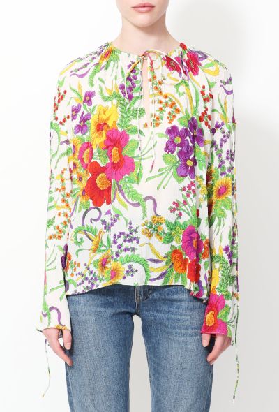 Balenciaga 2017 Floral Silk Peasant Blouse - 1 Balenciaga 2017 Floral Silk Peasant Blouse - 1