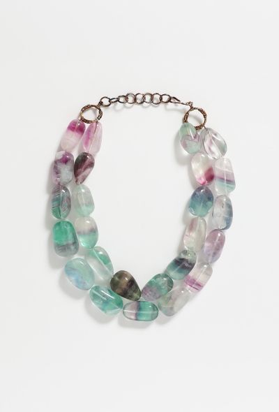 Exquisite Vintage Fluorite Stone Choker Necklace - 1