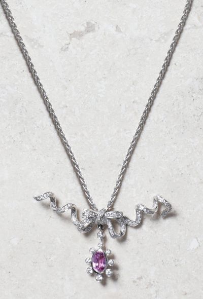 Mellerio 18k White Gold, Pink Sapphire & Diamond Necklace - 1 Mellerio 18k White Gold, Pink Sapphire & Diamond Necklace - 1