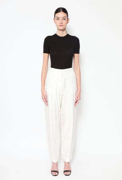 Céline White Wide-Leg Twill Trousers - 2 Céline White Wide-Leg Twill Trousers - 2