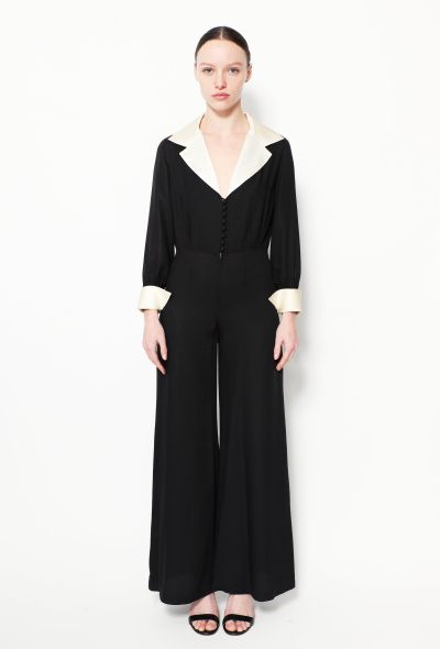 '70s Bicolor Flared Crêpe Jumpsuit - 1 '70s Bicolor Flared Crêpe Jumpsuit - 1
