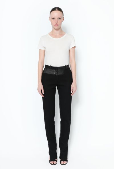 Céline F/W 2011 Wool Leather Trim Trousers - 1 Céline F/W 2011 Wool Leather Trim Trousers - 1