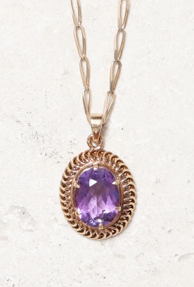 Vintage Fine Jewelry 18k Gold & Amethyst Pendant - 1 Vintage Fine Jewelry 18k Gold & Amethyst Pendant - 1