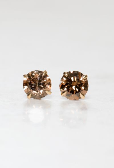 Modern Fine Jewelry 18k Gold & Brown Diamond Studs - 1 Modern Fine Jewelry 18k Gold & Brown Diamond Studs - 1