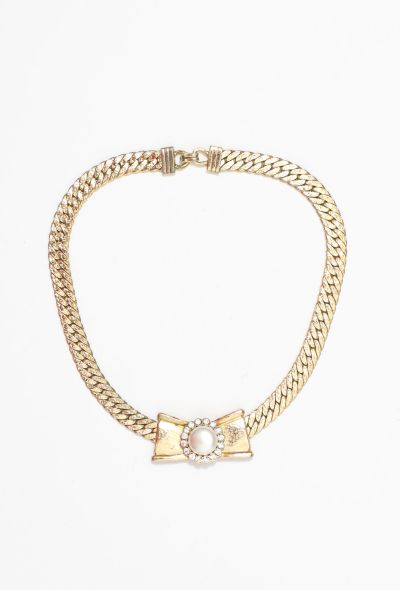 Balenciaga Vintage Pearl Bow Chainlink Choker - 1 Balenciaga Vintage Pearl Bow Chainlink Choker - 1