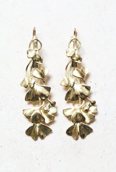 Vintage Fine Jewelry 18k Yellow Gold Ginkgo Leaf Earrings - 1 Vintage Fine Jewelry 18k Yellow Gold Ginkgo Leaf Earrings - 1