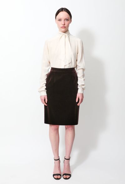 Saint Laurent Vintage Chocolate Velvet Pencil Skirt - 1 Saint Laurent Vintage Chocolate Velvet Pencil Skirt - 1