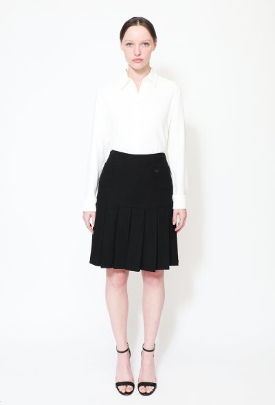 Chanel Bouclé Pleated Wool Skirt - 1
