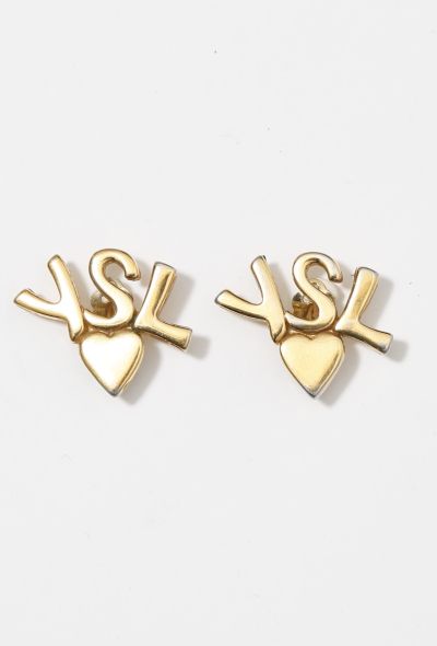 Saint Laurent Signature Logo Heart Earrings - 1 Saint Laurent Signature Logo Heart Earrings - 1