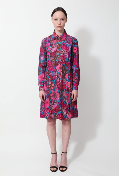 Saint Laurent 1972 Wool Floral Pleated Dress - 1 Saint Laurent 1972 Wool Floral Pleated Dress - 1