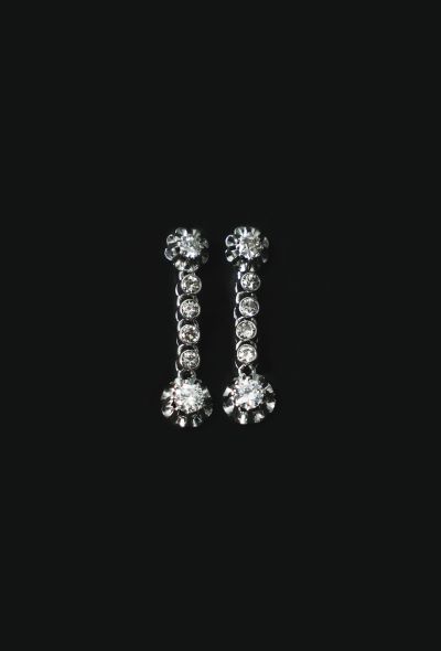 Vintage Fine Jewelry Art Deco 18k Gold and Diamond Sleeper Earrings - 2 Vintage Fine Jewelry Art Deco 18k Gold and Diamond Sleeper Earrings - 2