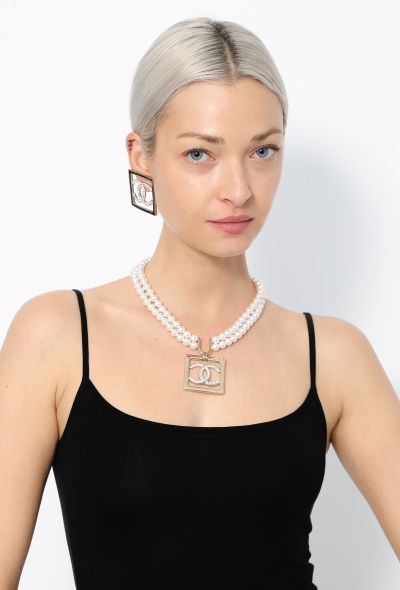 Chanel 2023 Strass 'CC' Pearl Necklace & Earrings - 1 Chanel 2023 Strass 'CC' Pearl Necklace & Earrings - 1