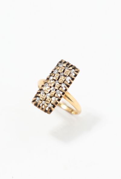 Vintage Fine Jewelry 18k Yellow Gold & Diamond Rectangular Ring - 1 Vintage Fine Jewelry 18k Yellow Gold & Diamond Rectangular Ring - 1