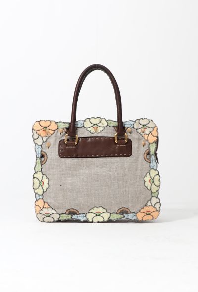 Fendi Floral Leather & Canvas Bag - 1 Fendi Floral Leather & Canvas Bag - 1