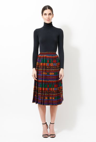 Saint Laurent Vintage Aztec Pleated Skirt - 1 Saint Laurent Vintage Aztec Pleated Skirt - 1