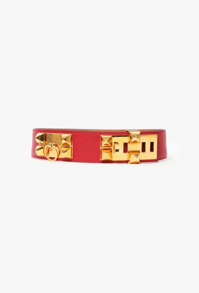 Hermès 1995 Rouge Courchevel 'Collier de Chien' Belt - 1 Hermès 1995 Rouge Courchevel 'Collier de Chien' Belt - 1