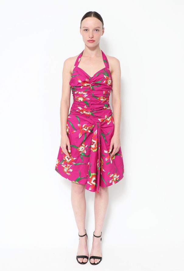 Dior S/S 2011 Ruched Cotton Halter Dress - 1