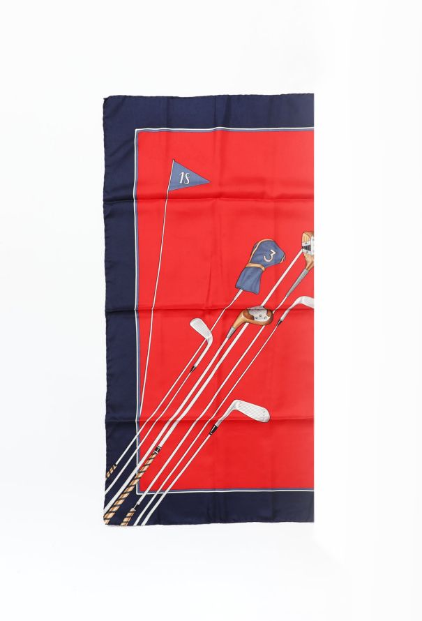 Céline Vintage Golf Club Graphic Silk Scarf - 1
