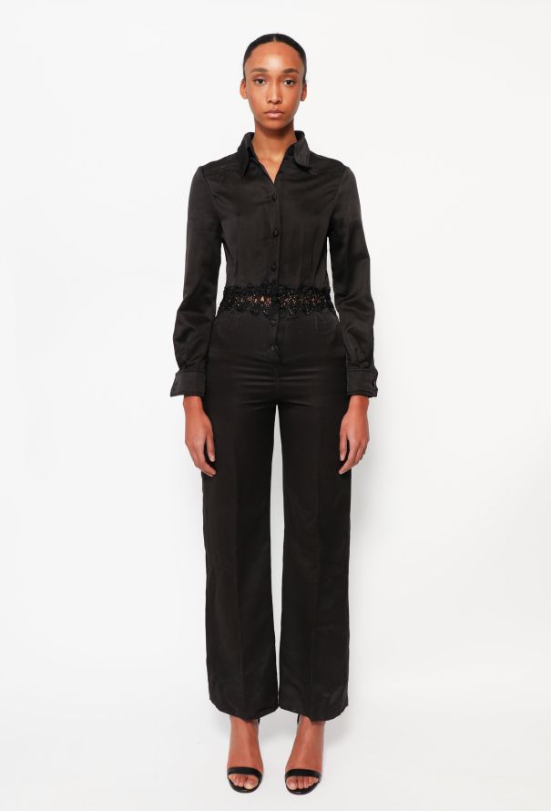 70s Embellished Silk Jumpsuit - 1