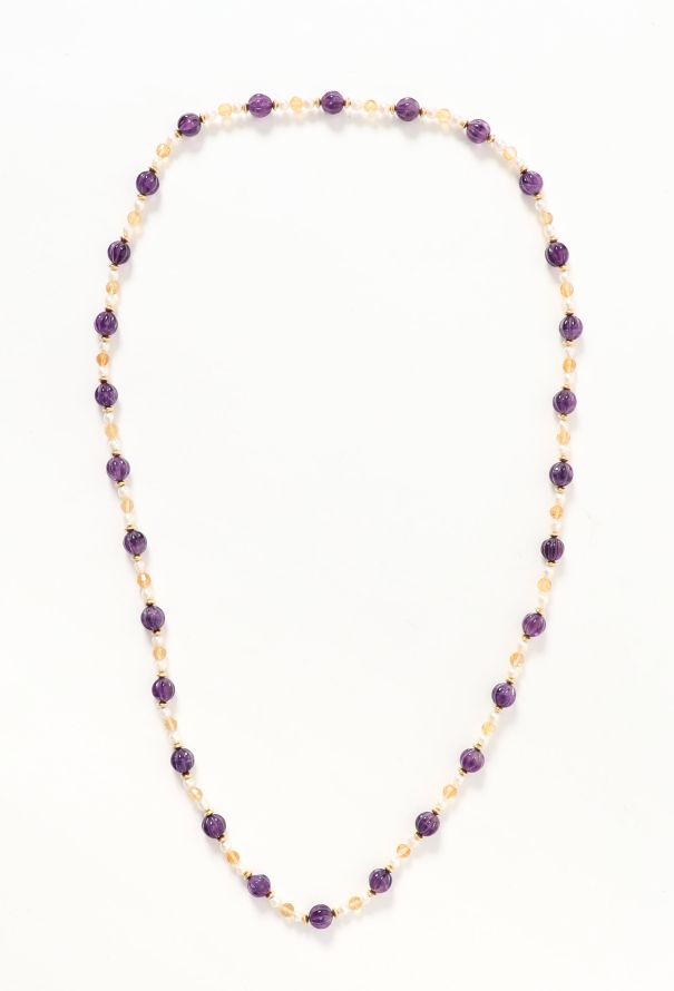 Exquisite Vintage Amethyst Beaded Pearl Sautoir - 1