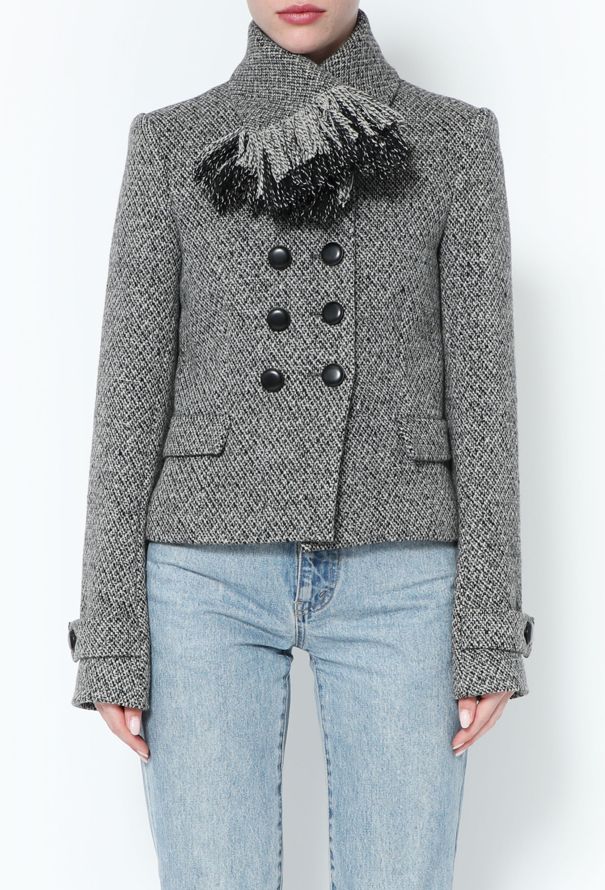 Balenciaga Cropped Wool Fringe Jacket - 1