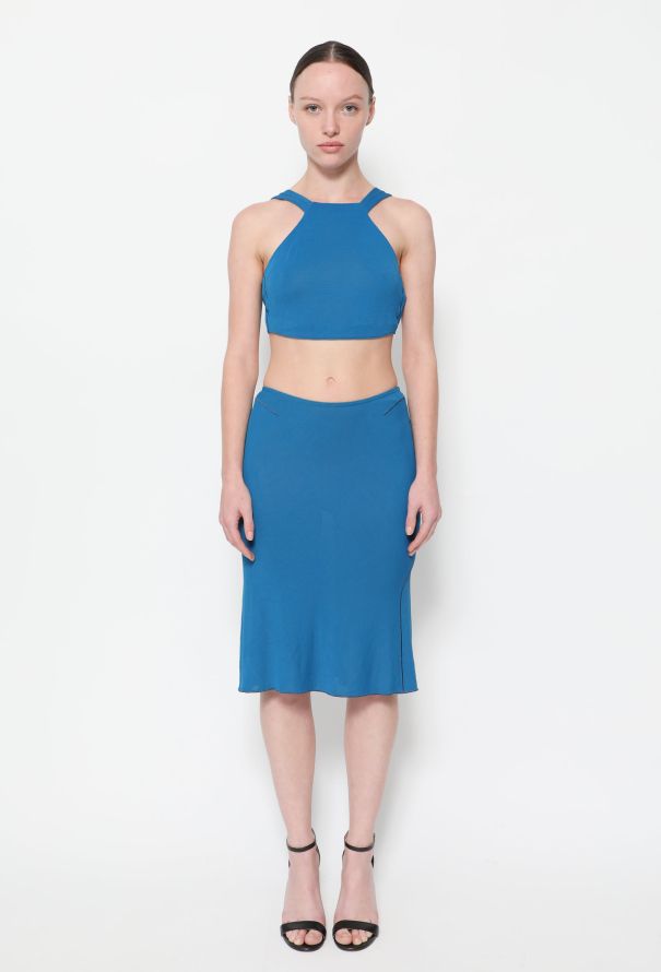 Alaïa 90s Cyan Top & Skirt Ensemble - 1