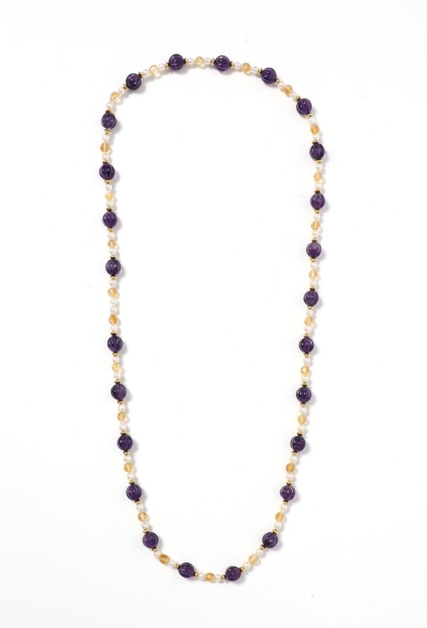 Exquisite Vintage Amethyst Beaded Pearl Sautoir - 1