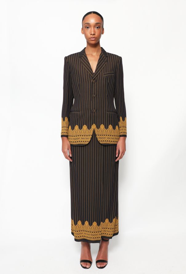Jean Paul Gaultier RARE S/S 1997 Pinstripe Jacquard Ensemble - 2 Jean Paul Gaultier RARE S/S 1997 Pinstripe Jacquard Ensemble - 2