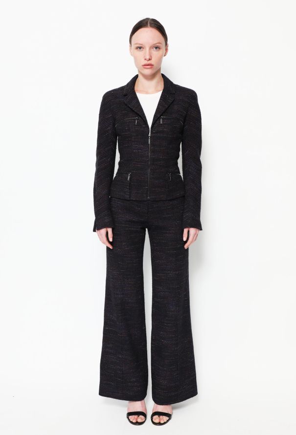 Chanel Tweed Zip Jacket & Trouser Ensemble - 1