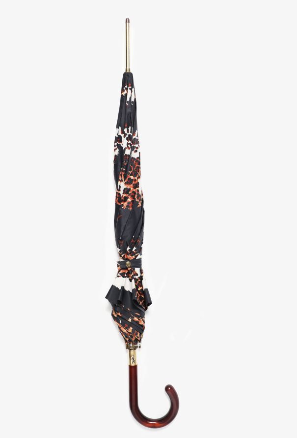 Saint Laurent Vintage 'YSL' Leopard Print Umbrella - 1
