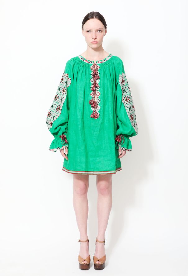 Vita Kin Embroidered Linen Tassel Tunic - 1